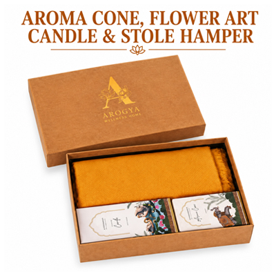 Aroma Cone  Flower Art Candle & Stole Hamper